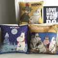 2015 new creative cartoon retro cute moomin cushion cover cartoon pillow cover for office home decor sofa cushions 45*45cm