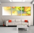 2015 some darling leaves yellow feeling home decor on canvas modern picture painting for home 3 piece art picture