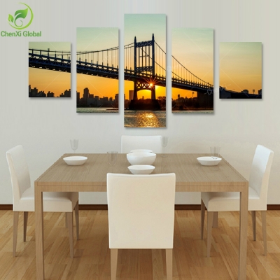 5 panel modern printed bridge canvas art painting picture cuadro landscape wall paintings for living room unframed