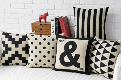 classical black white style droplight pillowcase decorative cotton linen pillow covers brand logo cushion cover sofa car decor