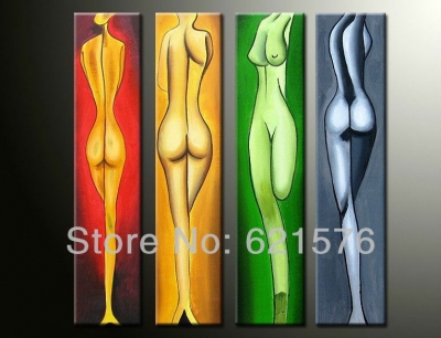 hand-painted hi-q modern hanging wall art home decorative abstract figure oil painting on canvas human body art 4cs/set framed