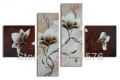 hand-painted hi-q modern wall art home decorative abstract flower oil painting on canvas brown white bombax ceiba4pcs/set framed