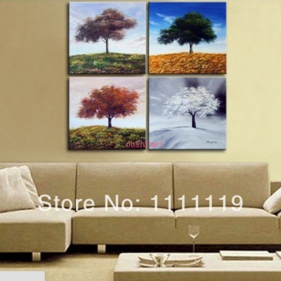 hand painted modern oil painting on canvas the four seasons painting wall art pictures canvas for living room tree landscape