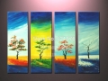 hand-painted modern wall art picture living room home decor abstract four seasons of a tree oil painting on canvas art framed