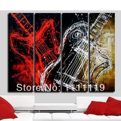 handmade modern still life pictures on canvas abstract guitar oil painting for living room wall deocr group of music paintings