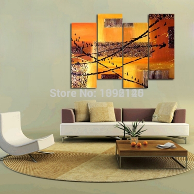 handpainted modern 4 pcs/set artwork oil painting on canvas pictures abstract oil painting dishes behind the couch no frame