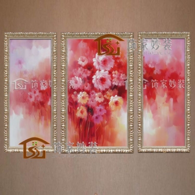 impression flower rose new home decoration paintings hand-painted oil painting 3 piece decorative picture group of red flowers