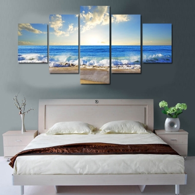 new 5 panels sell the wide sea modern home wall decor painting canvas art painting hd print canvas painting wall picture