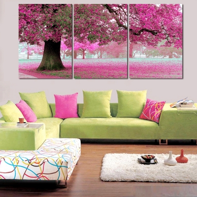 new oil painting on canvas 5 pcs pink cherry blossom large modern wall art office decoration picture set decoration living room