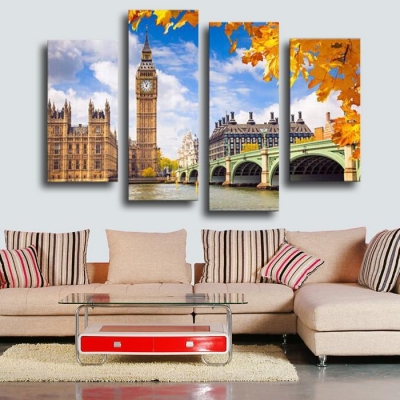 unframed 4 pcs classical building landscape wall art picture home decoration for living room canvas print painting