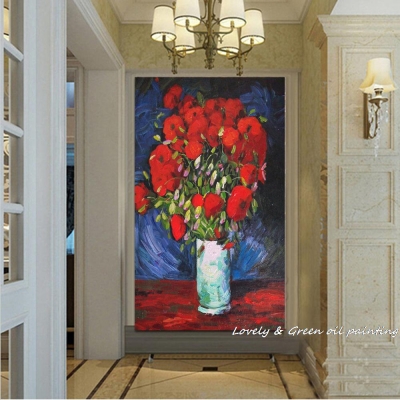 handpainted red flower asbtract oil painting on canvas wall art wall painting wall pictures for living room home decor