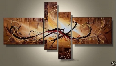 160cm*90cm hand-painted oil wall art weak yellow morning home decoration modern abstract oil painting on canvas 4pcs/set dy-063