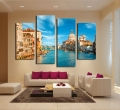 2015 sell 4 panel beautiful watery city large hd picture modern home wall decor canvas print painting for house decorate