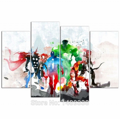 4 panels the avengers modern art canvas wall paintings cuadros decorativos canvas prints paintings for living room wall f/1024