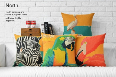 45cm*45cm america rural style pillow cover linen decorative pillows animal bird and zebra parrot cushion cover