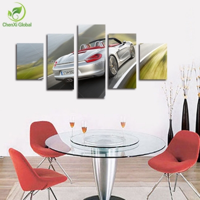 5 panel modern printed luxury car picture oil painting cuadros decoracion canvas wall art home decor for bed room unframed