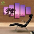 5 panel modern printed seascape sunset canvas wall art oil painting picture cuadros home decor for living room unframed pf1077