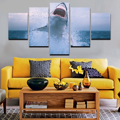 5 pcs 2015 sell hd shark picture modern home wall decor painting print painting for house decorate