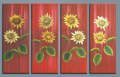 abstract flower hand painted 4 pieces group oil painting on canvas tds-th034