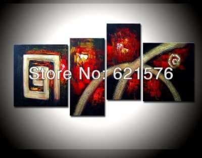 hand-painted hi-q modern hanging wall art home decorative abstract oil painting on canvas circular arc 4pcs/set wood framed