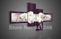 hand-painted hi-q modern wall art home decorative flower oil painting on canvas white butterfly orchid purple 4pcs/set framed