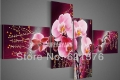 hand-painted modern home wall art picture living room decor pink phalaenopsis on wine red flower oil painting on canvas framed