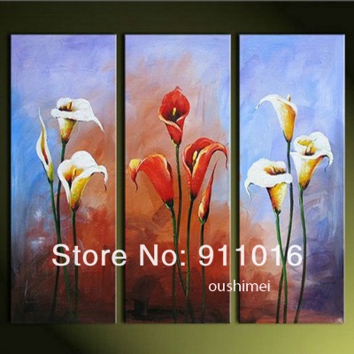 hand painted modern oil painting lily picture on canvas wall art painting for living room decor group of flower picture