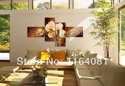 handpainted 4 piece wall painting oil painting on canvas wall art flower picture for living room unique gift