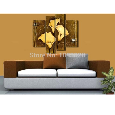 handpainted modern abstract 4 piece wall art oil painting on canvas for home decor orchid picture as unique gift