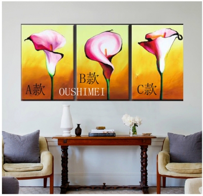 modern home decorative painting flower mosaic fashion lily flower group of paintings picture oil flower 3 panel wall