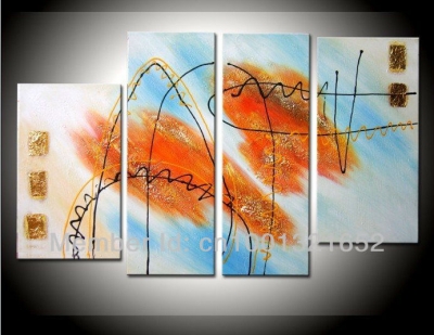 whole hand-painted hi-q modern wall art home decorative abstract oil painting on canvas dance in the air 4pcs/set framed