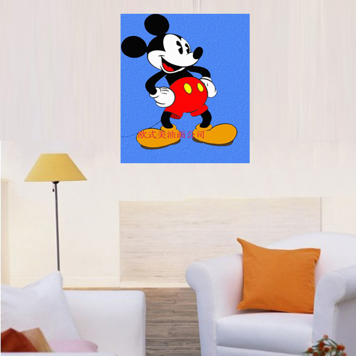 new hand painted abstract animal pictures canvas art painting mickey mouse funny wall picture decor for living room craft