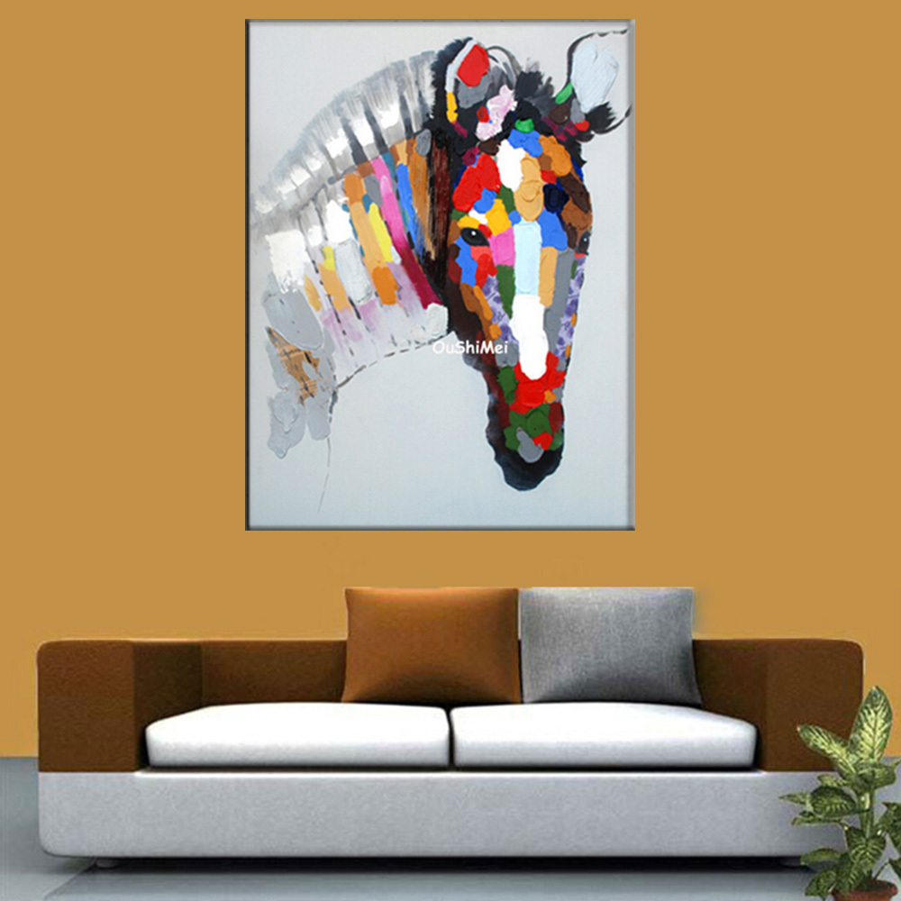 new hand painted wall painting knife paintings picture on canvas horse oil painting landscape animals pictures for living room