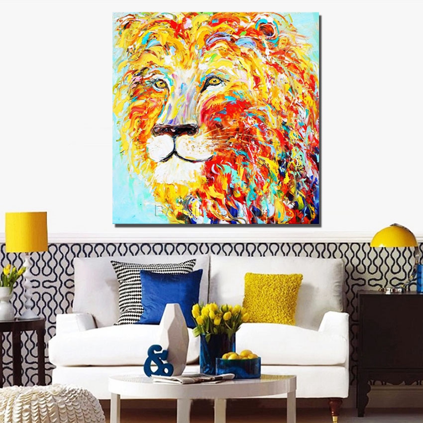 hand oil painting on canvas king of the forest lion art paintings modern decoration wall art living room decor picture nk92