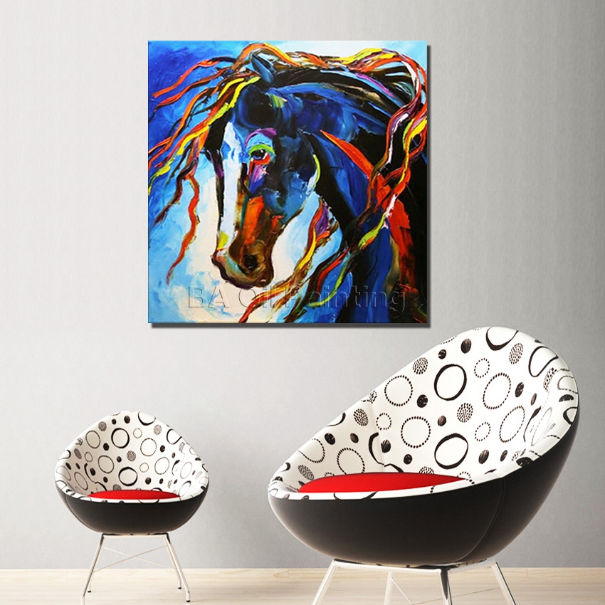 hand-painted horse wall art beauty funny animal home decor modern oil painting on canvas abstract picture no framed nk93