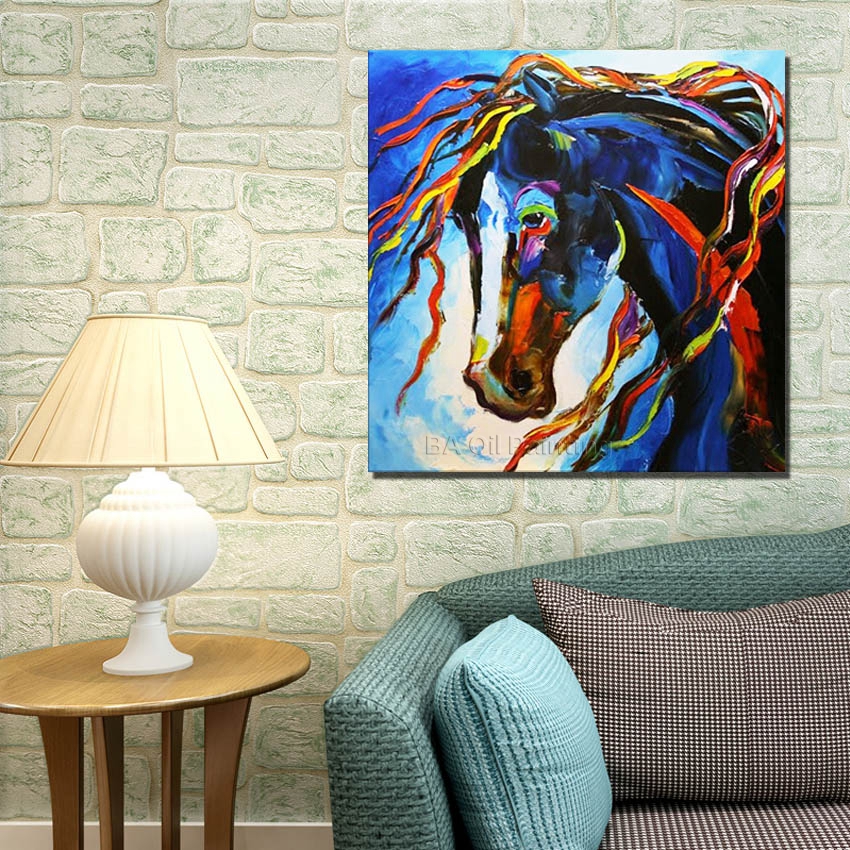 hand-painted horse wall art beauty funny animal home decor modern oil painting on canvas abstract picture no framed nk93