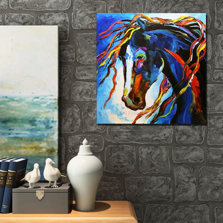 hand-painted horse wall art beauty funny animal home decor modern oil painting on canvas abstract picture no framed nk93