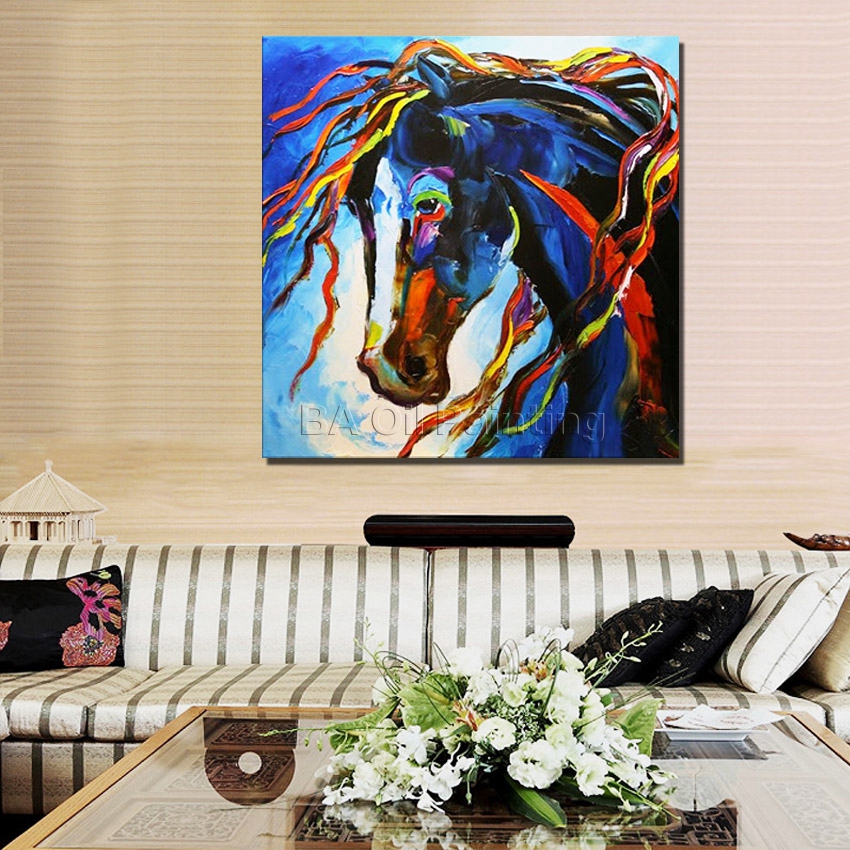 hand-painted horse wall art beauty funny animal home decor modern oil painting on canvas abstract picture no framed nk93