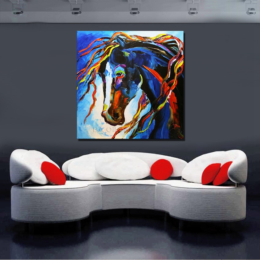 hand-painted horse wall art beauty funny animal home decor modern oil painting on canvas abstract picture no framed nk93