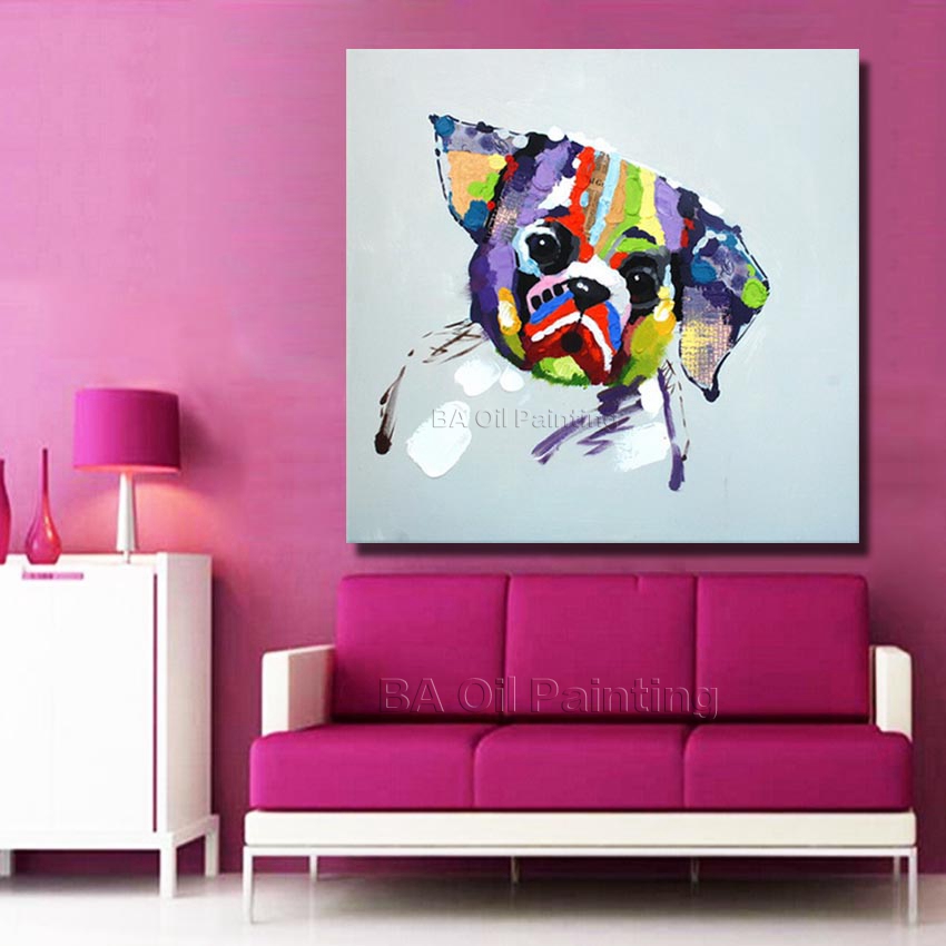 hand-painted modern abstract oil painting 1 piece cartoon dogs artworks canvas art living room decor picture set np007