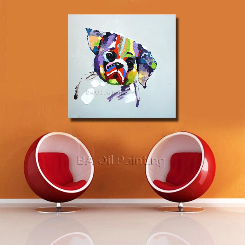 hand-painted modern abstract oil painting 1 piece cartoon dogs artworks canvas art living room decor picture set np007