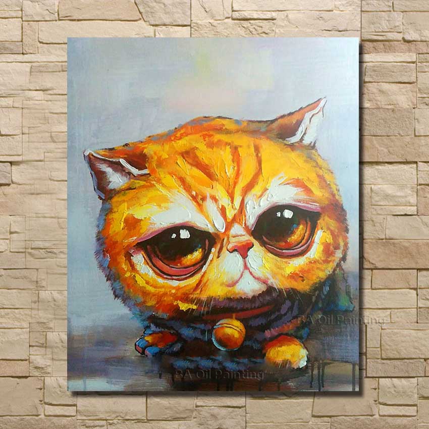 hand-painted pography to painting abstract cat oil painting on canvas for kitchen decoration np009