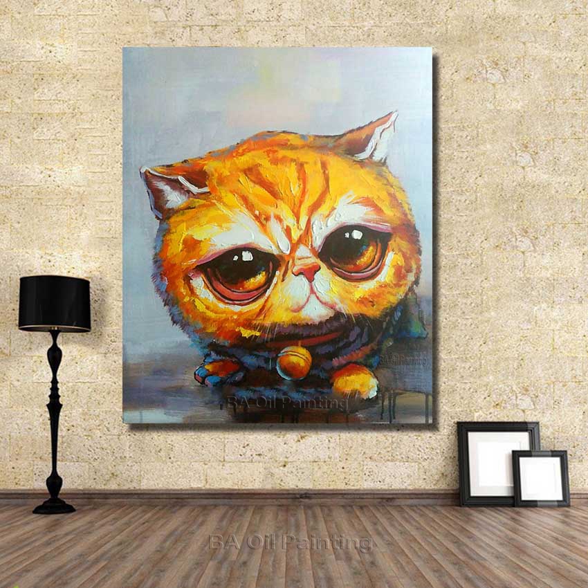 hand-painted pography to painting abstract cat oil painting on canvas for kitchen decoration np009