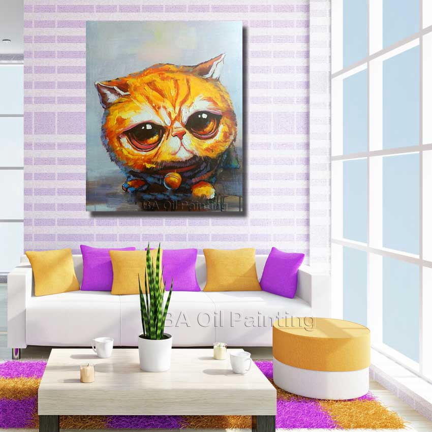 hand-painted pography to painting abstract cat oil painting on canvas for kitchen decoration np009