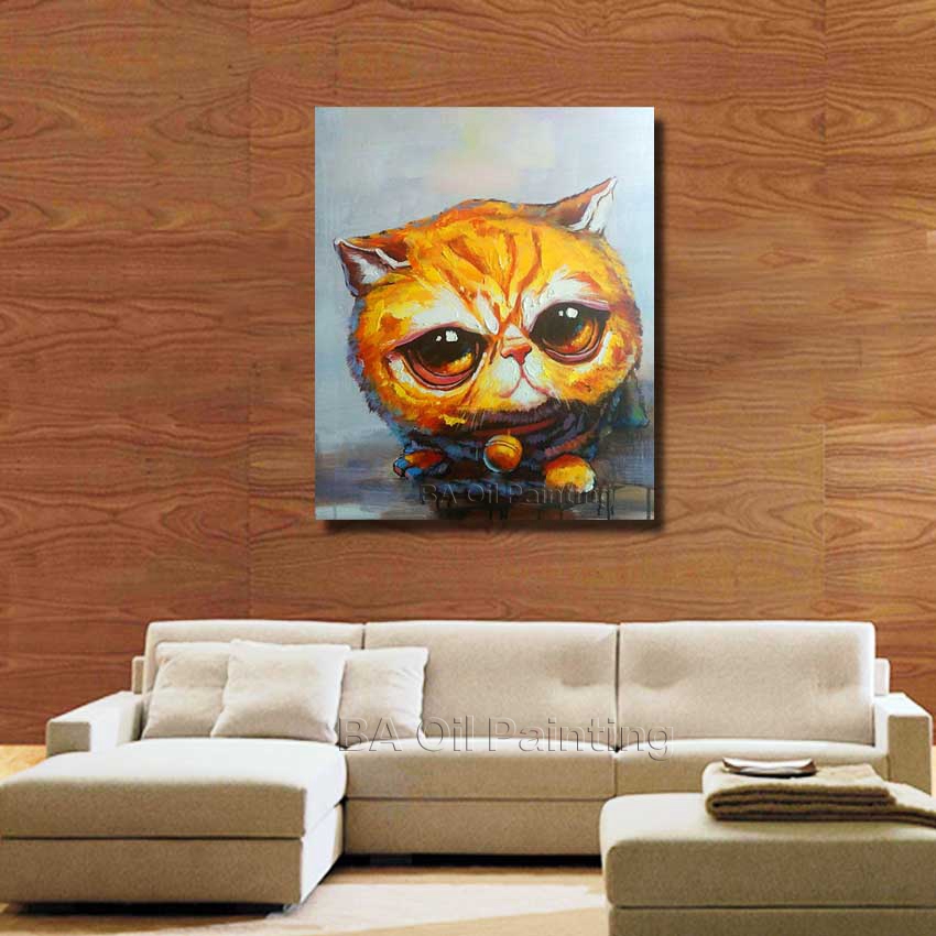 hand-painted pography to painting abstract cat oil painting on canvas for kitchen decoration np009