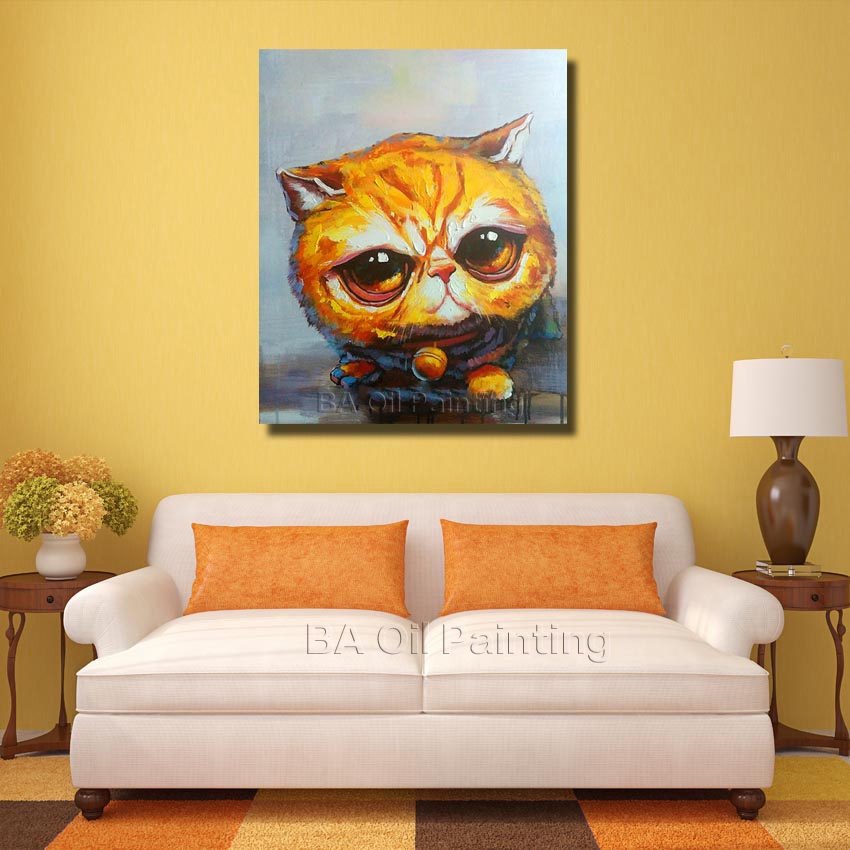 hand-painted pography to painting abstract cat oil painting on canvas for kitchen decoration np009