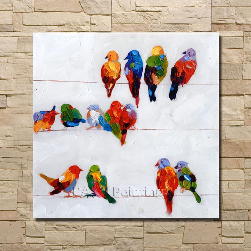 handpainted oil painting on canvas birds painting art modern palette knife hand painted wall decoration art np003