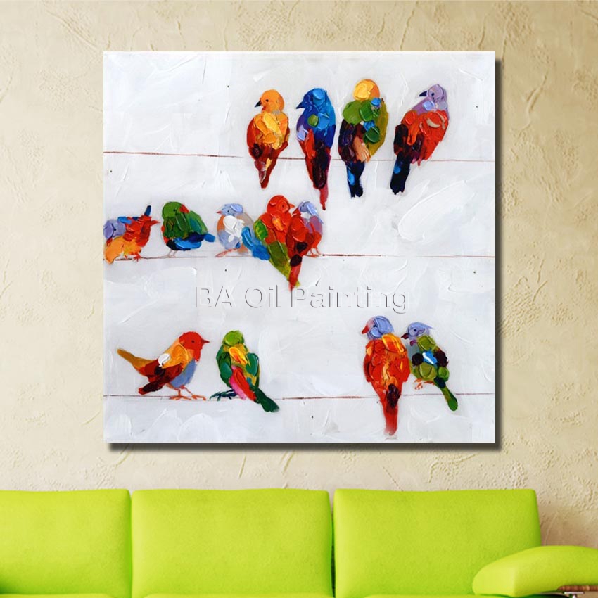 handpainted oil painting on canvas birds painting art modern palette knife hand painted wall decoration art np003