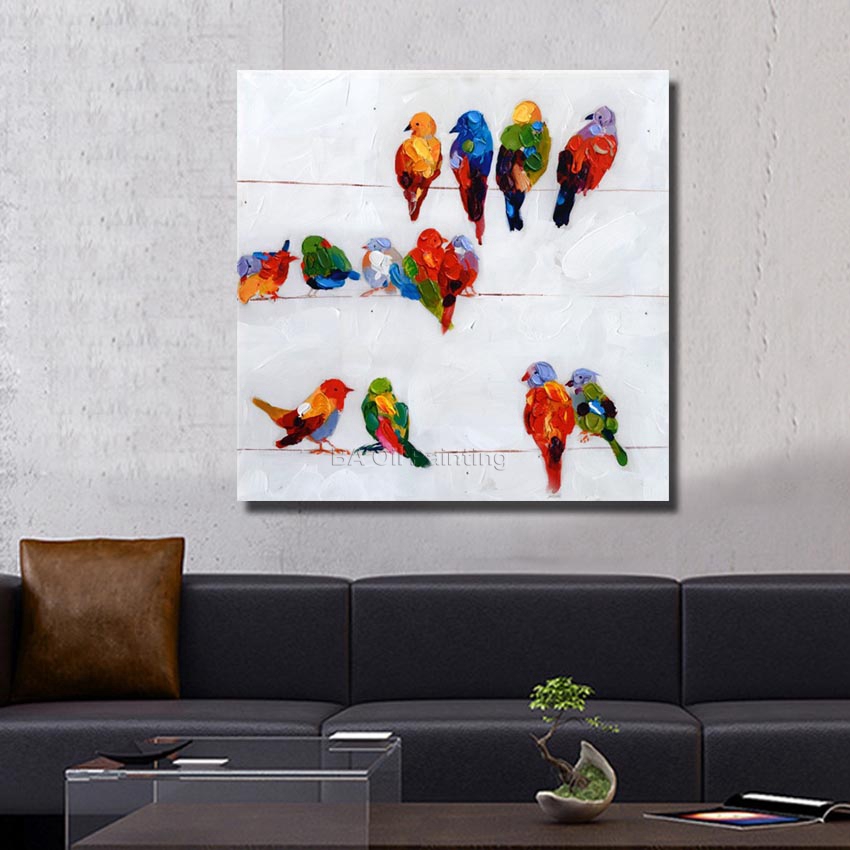 handpainted oil painting on canvas birds painting art modern palette knife hand painted wall decoration art np003