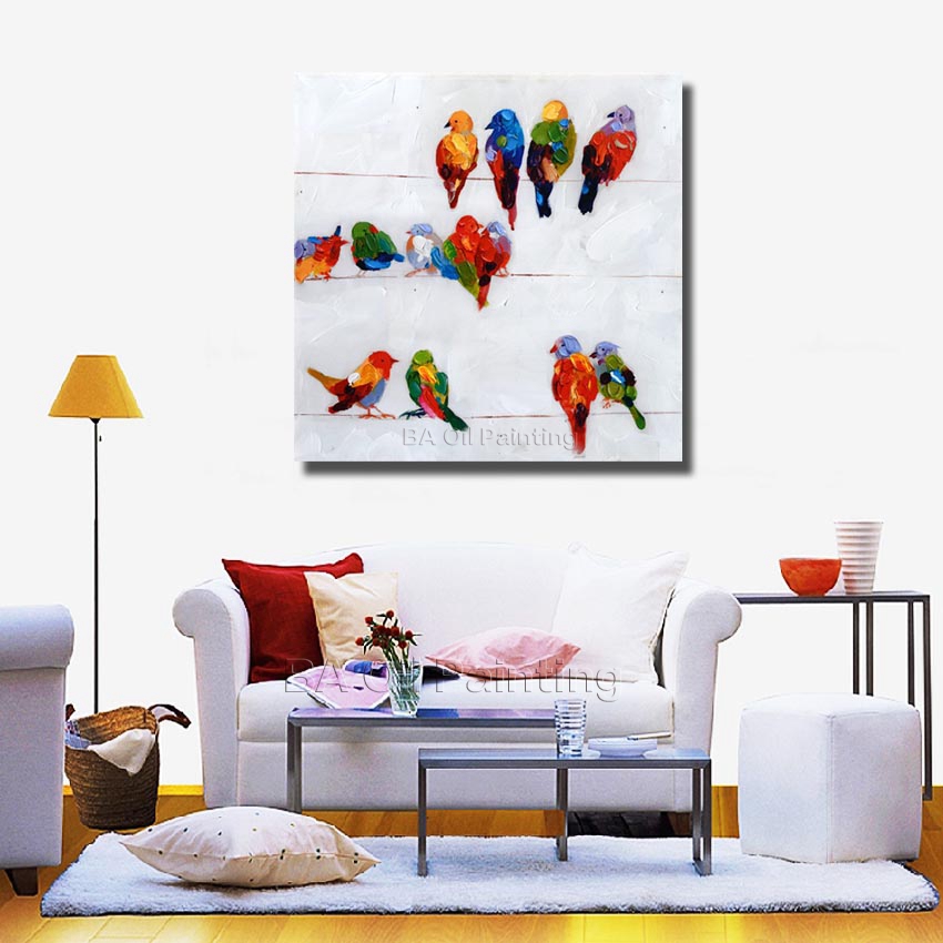 handpainted oil painting on canvas birds painting art modern palette knife hand painted wall decoration art np003